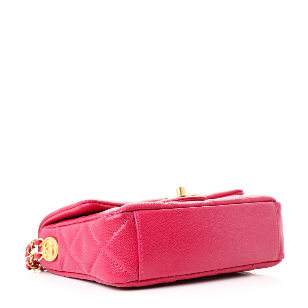 Chanel Caviar Quilted Small Twist Your Buttons Flap Fuchsia