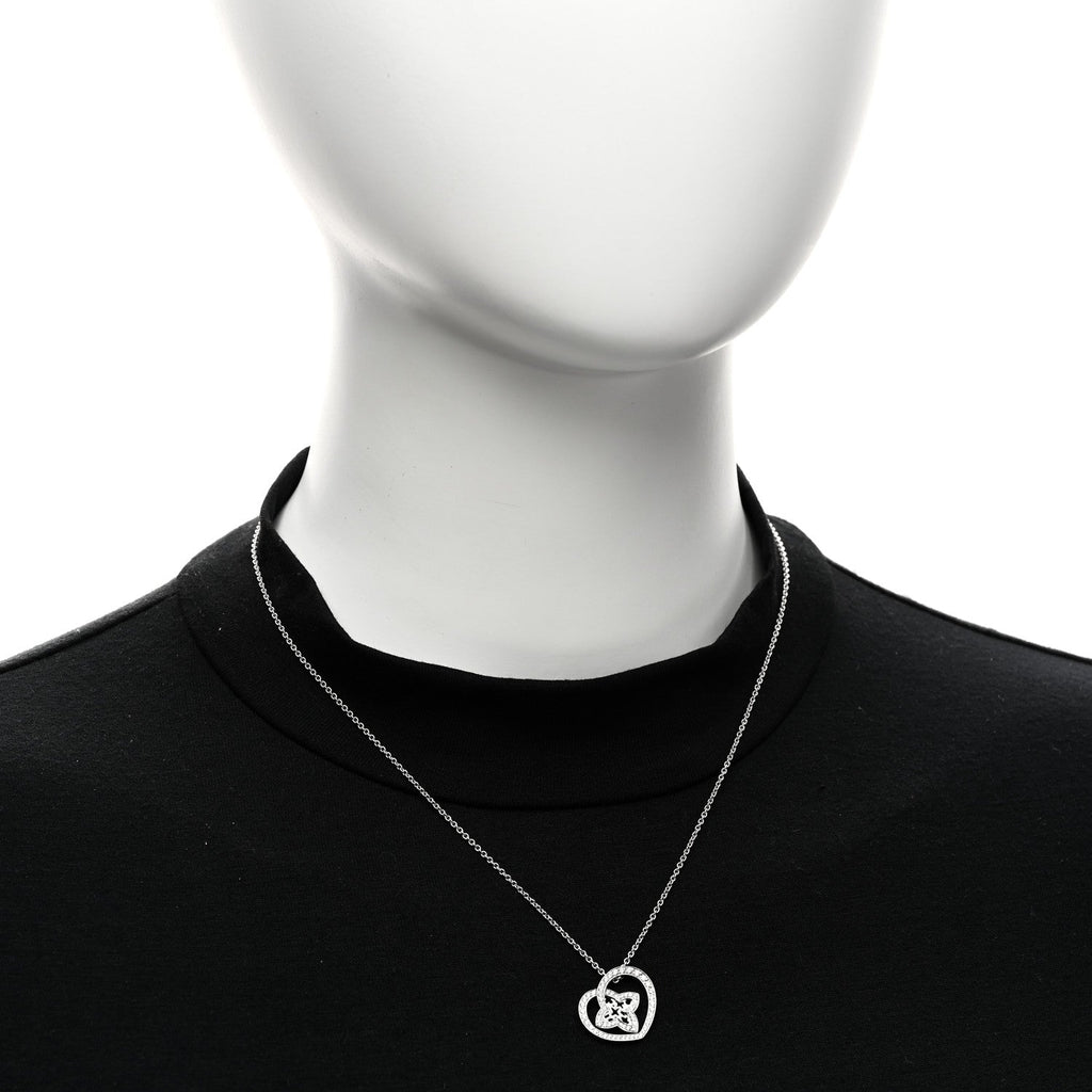 Louis Vuitton 18K White Gold Diamond Small Coeur Heart Pendant Necklace