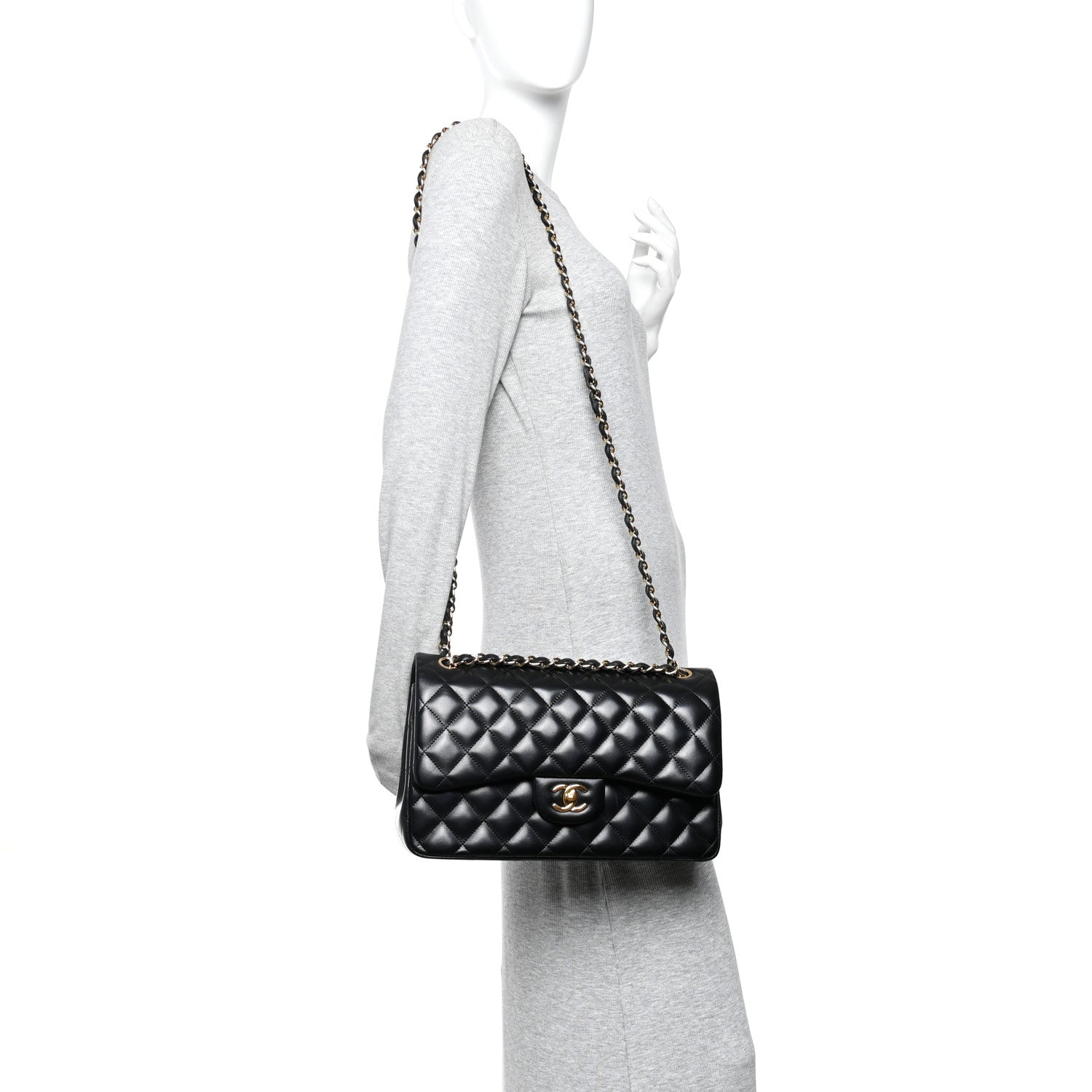 Chanel Lambskin Quilted Jumbo Double Flap  Black
