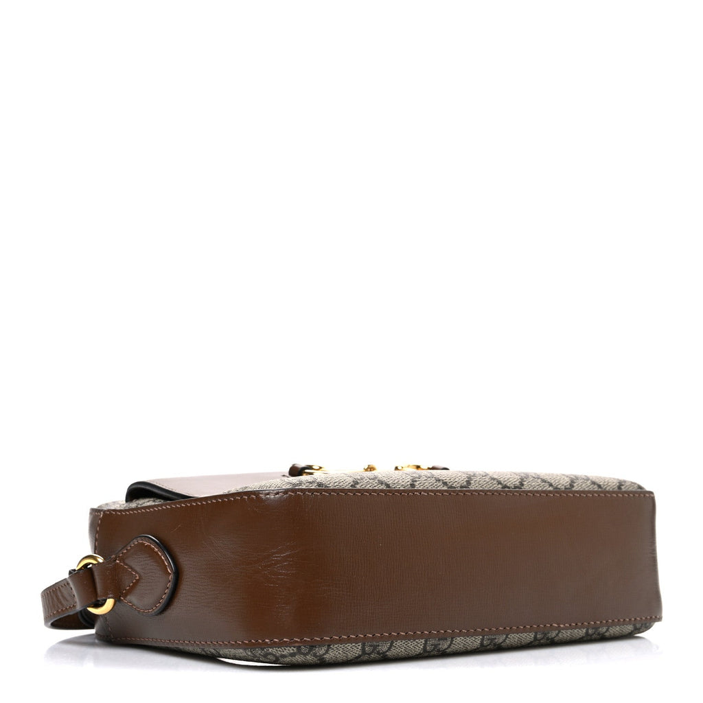 Gucci GG Supreme Monogram Small Horsebit 1955 Shoulder Bag Beige Brown Sugar