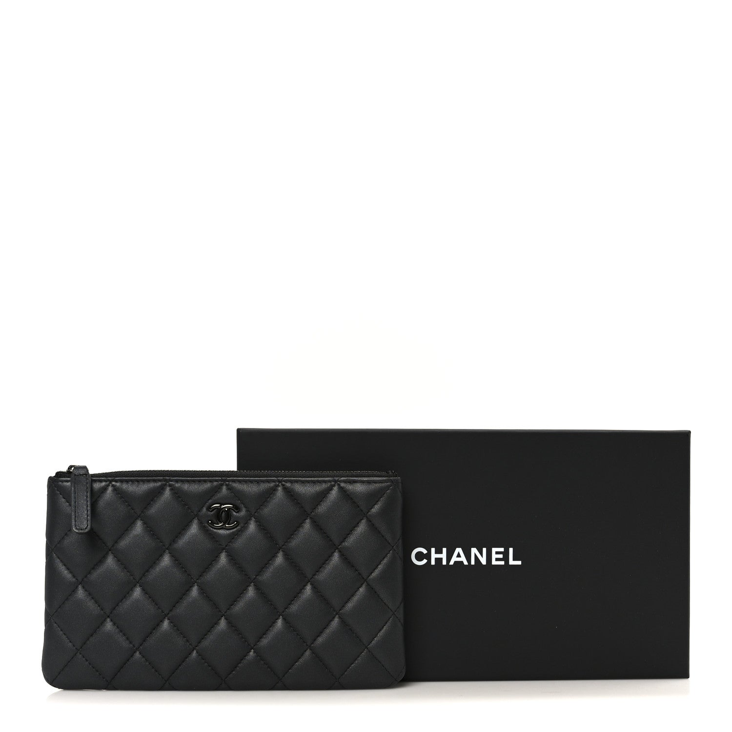 Pearly Lambskin Quilted Cosmetic Case So Black