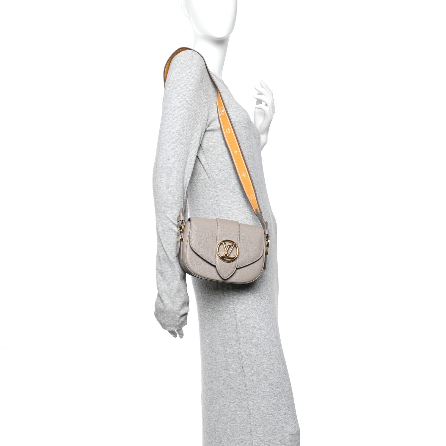 Louis Vuitton Grained Calfskin LV Pont 9 Soft PM Gris