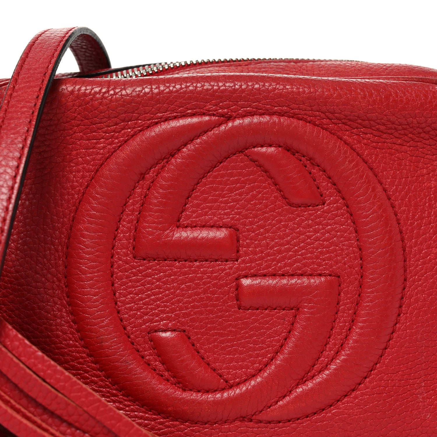 Gucci Pebbled Calfskin Small Soho Disco Bag Tabasco Red