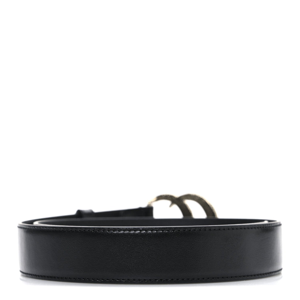 Gucci Plutone Calfskin Crystal Double G 30mm Belt 75 30 Black