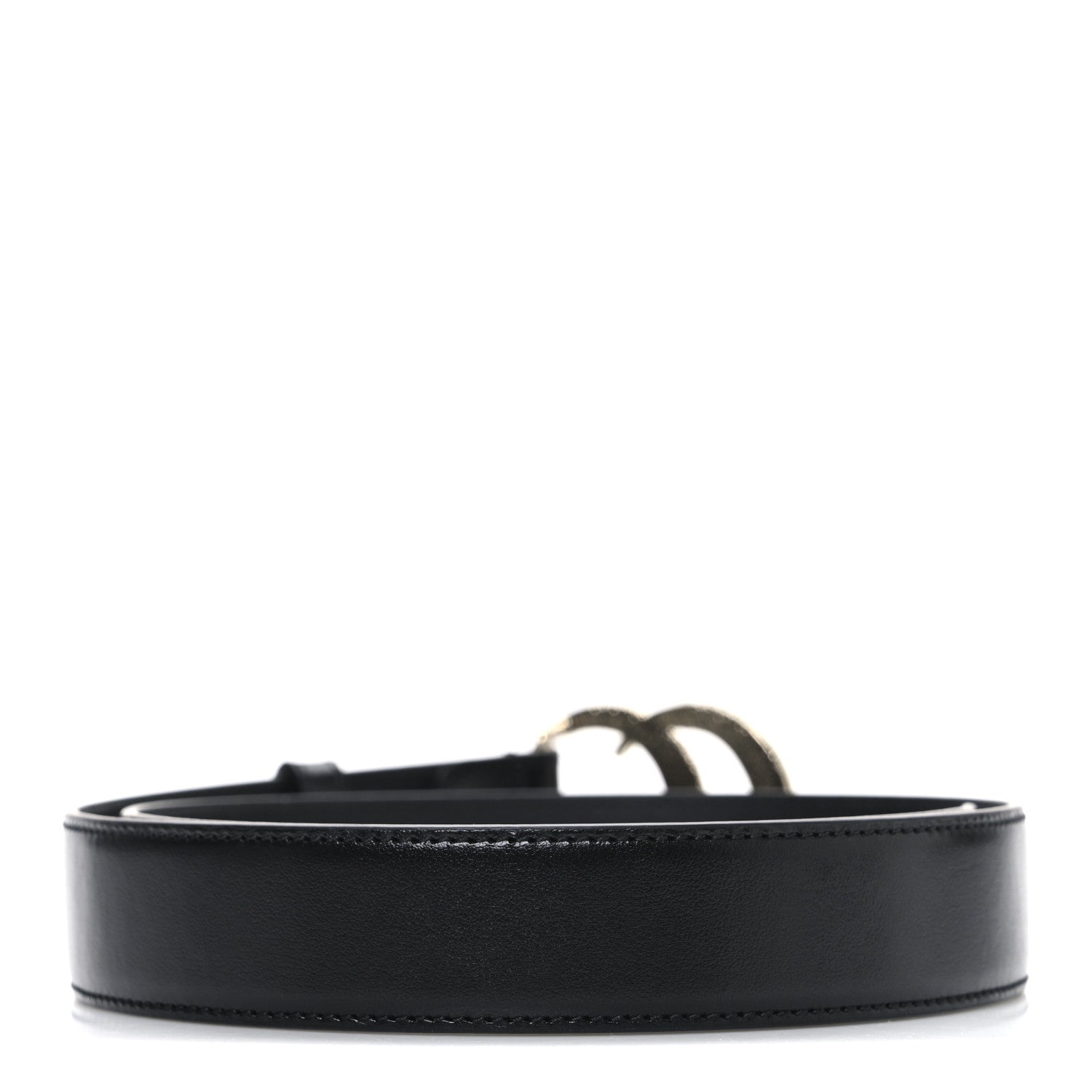 Gucci Plutone Calfskin Crystal Double G 30mm Belt 75 30 Black