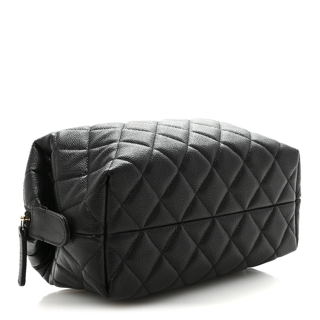 Caviar Quilted Cosmetic Case Black