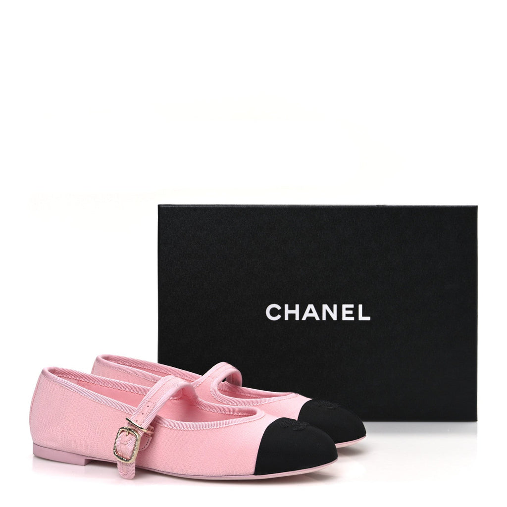 Fabric Grosgrain Mary Jane Flats 38 Light Pink Black