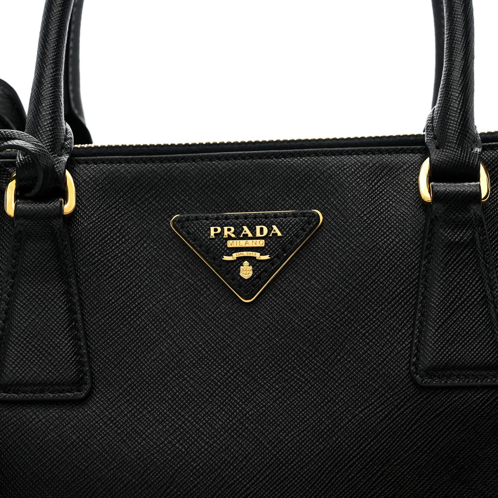 Prada Saffiano Small Galleria Double Zip Tote Black