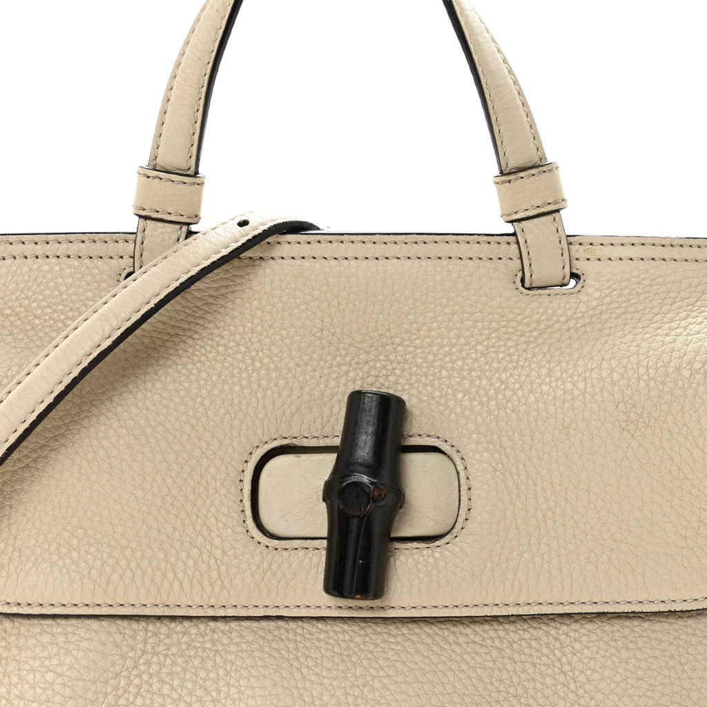 Gucci Cellarius Calfskin Small Bamboo Daily Top Handle Bag Mystic White