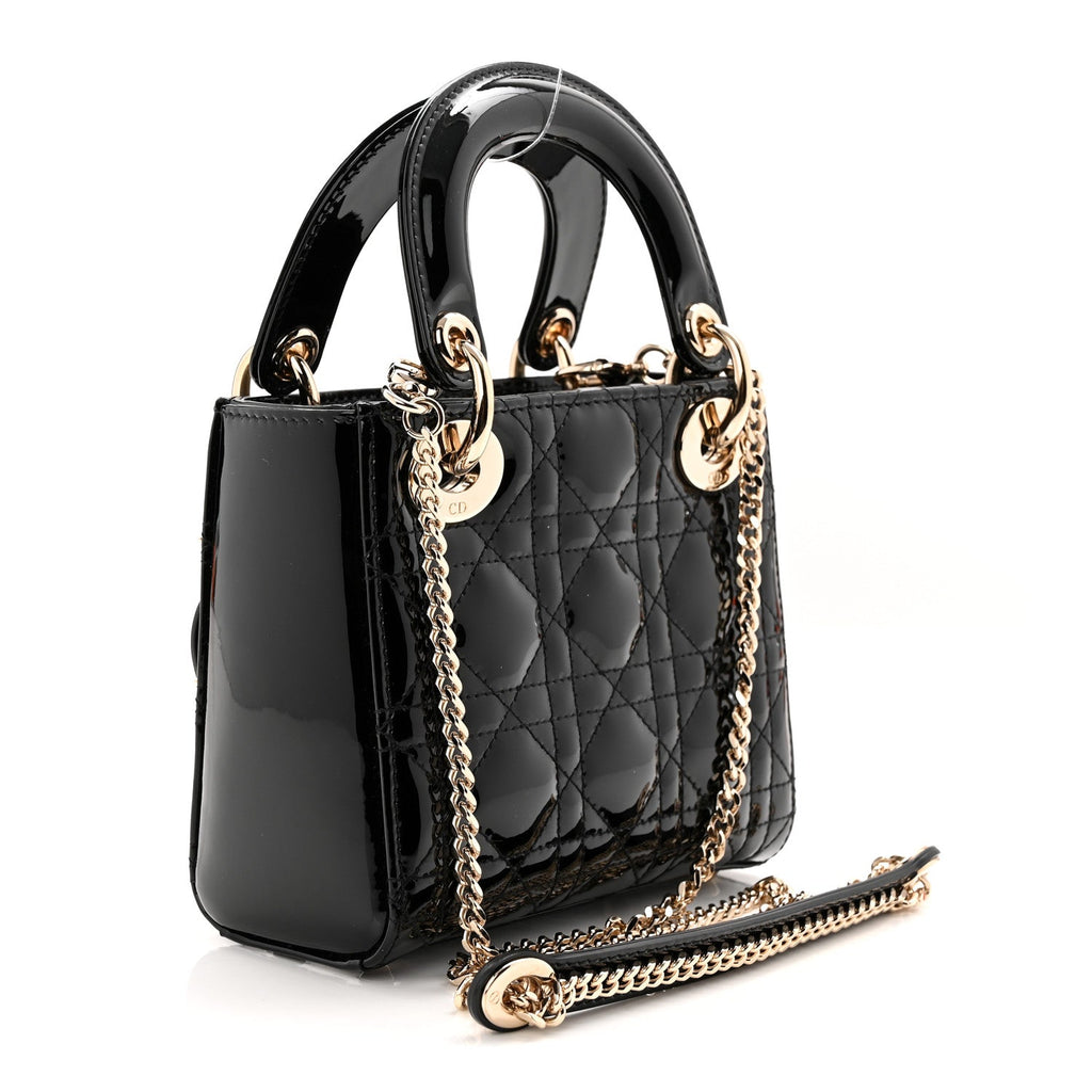 Christian Dior Patent Cannage Mini Lady Dior Black