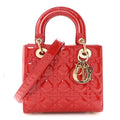 Christian Dior Patent Cannage Small Lady Dior Red