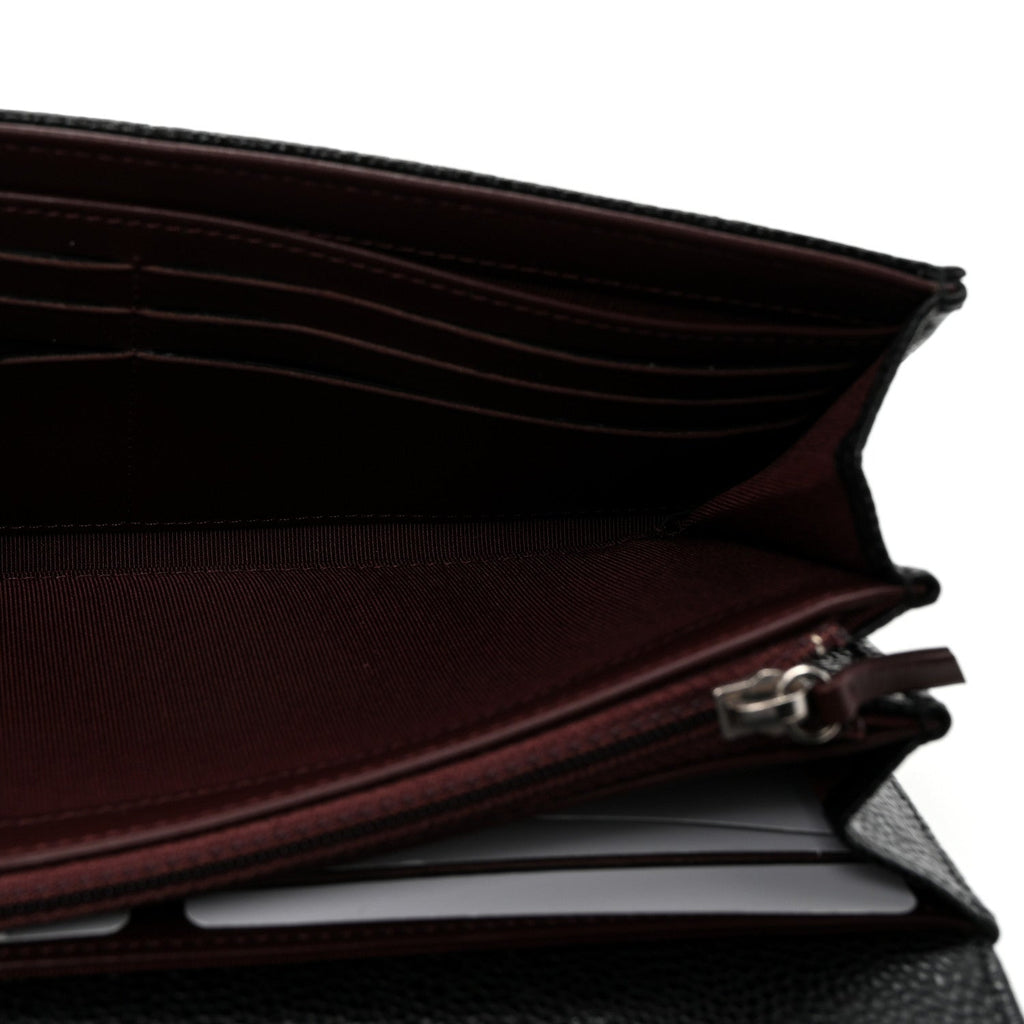 Caviar Quilted Large Gusset Flap Wallet Black
