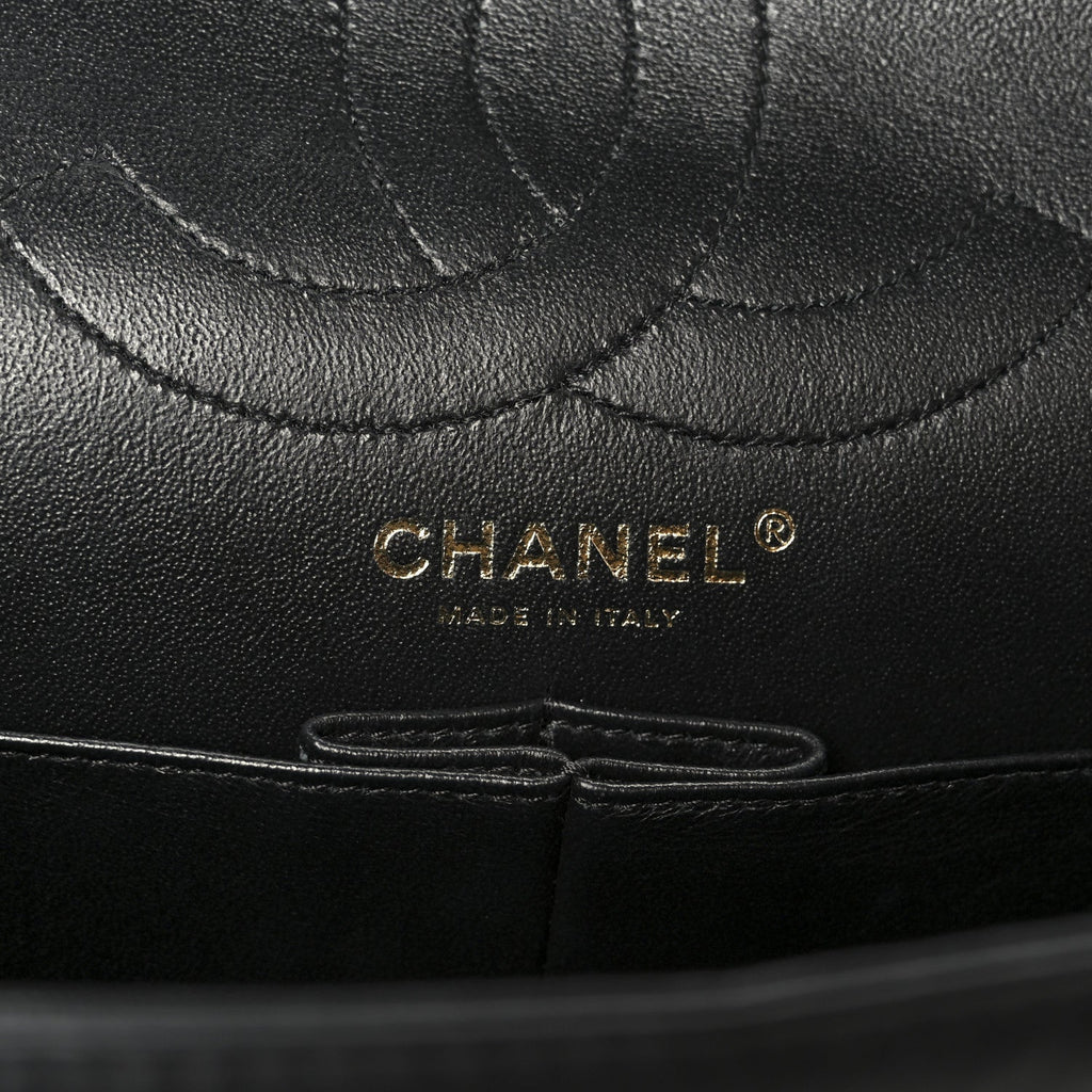 Chanel Aged Calfskin Quilted 2.55 Reissue 226 Flap Beige Black