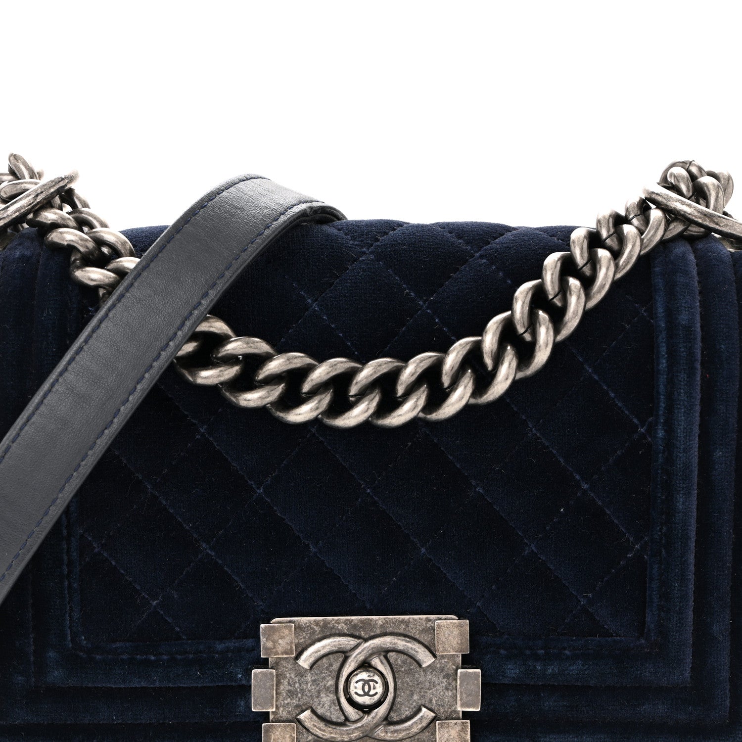 Chanel Velvet Quilted Small Boy Flap Blue