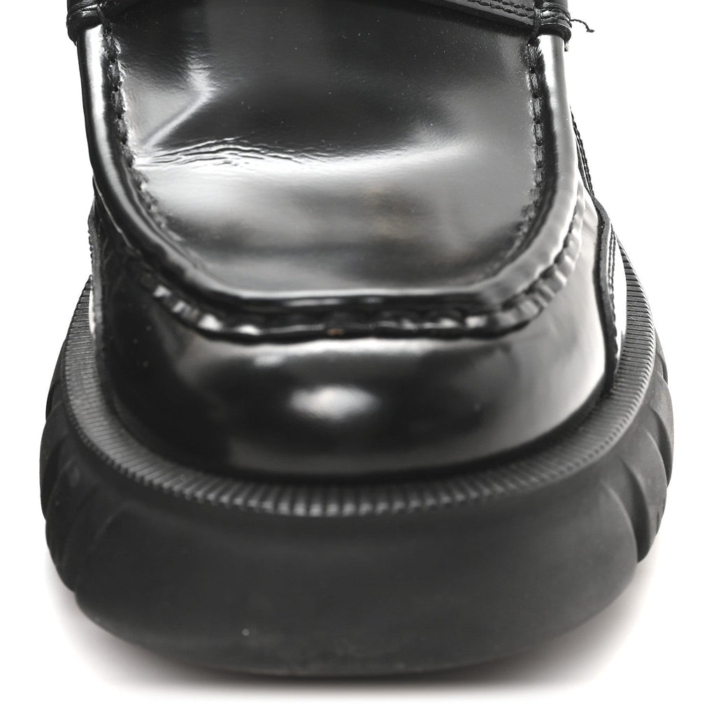 Gucci Magnum Calfskin Nappa Samoa Womens Horsebit Platform Chunky Lug Sole 40mm Loafers 40 Black