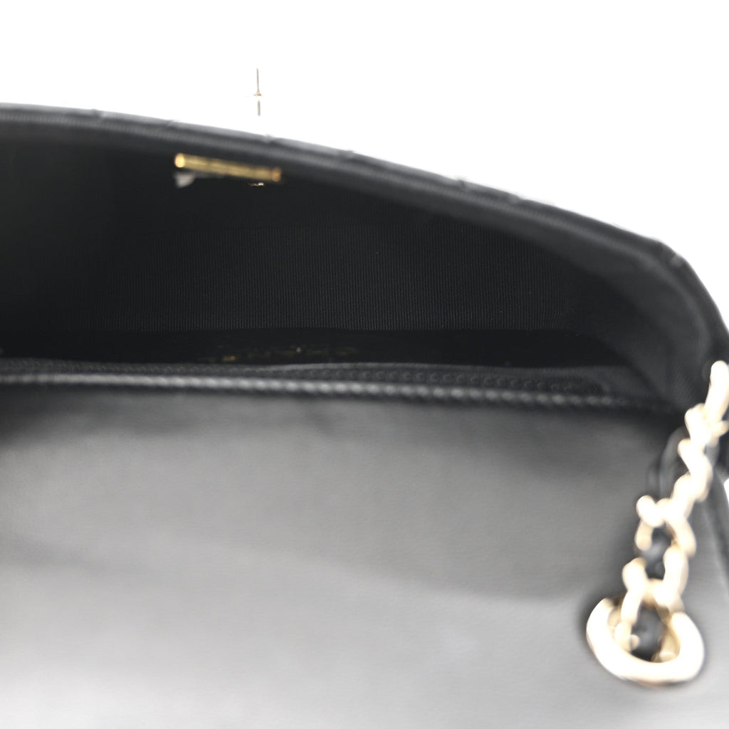 Chanel Lambskin Resin Quilted Mini Heart Square Flap Black