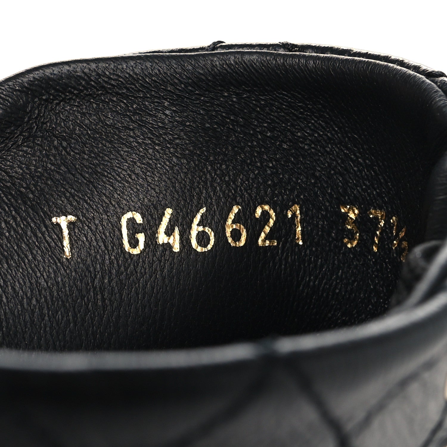 Crumpled Lambskin Patent Cap Toe CC Stitched High Top Sneakers 37.5 Black
