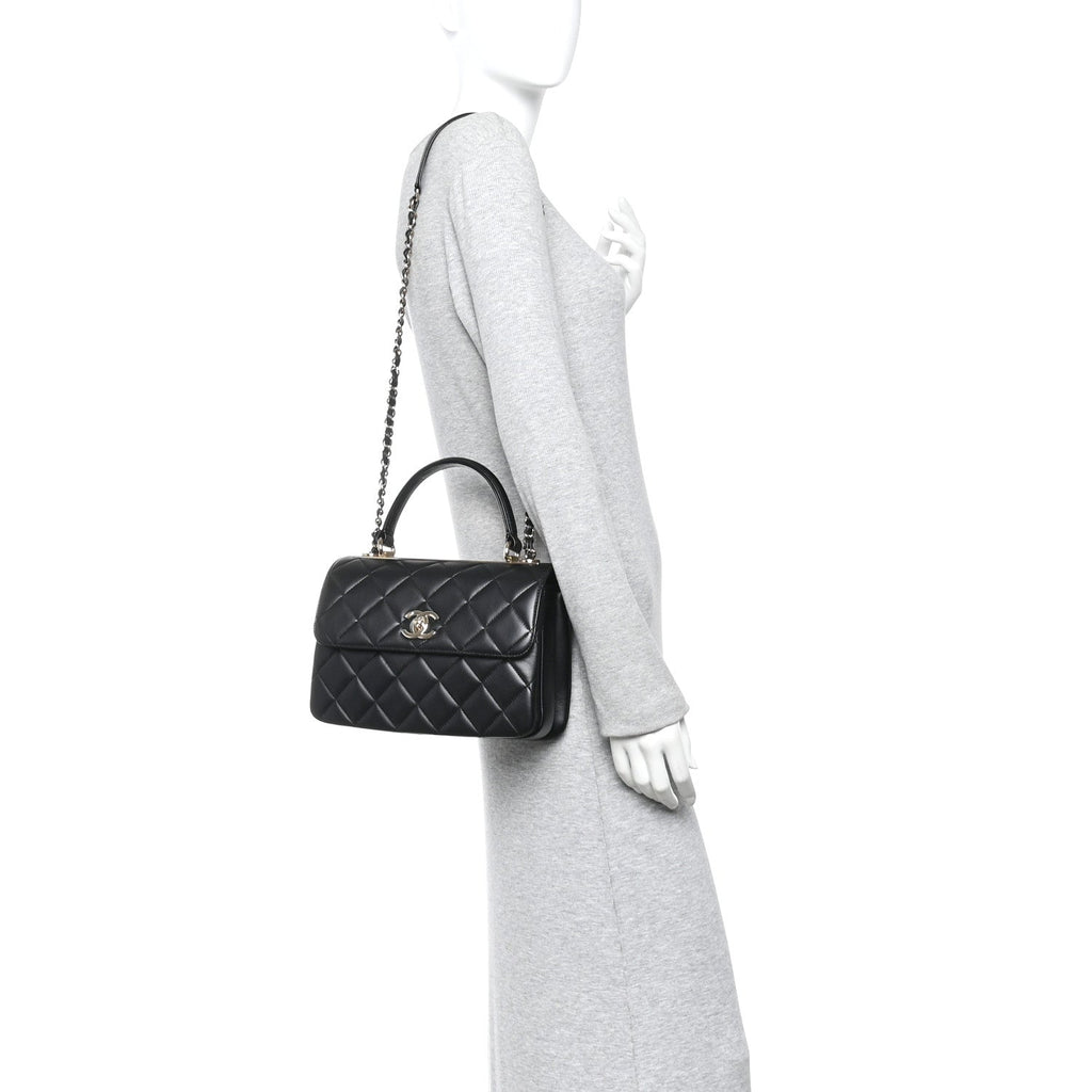 Chanel Lambskin Quilted Small Trendy CC Dual Handle Flap Bag Black