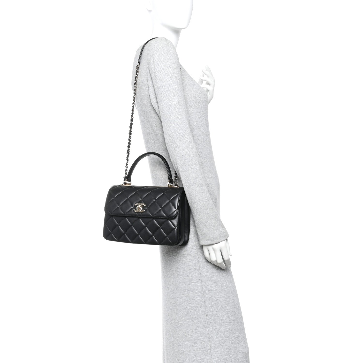 Chanel Lambskin Quilted Small Trendy CC Dual Handle Flap Bag Black