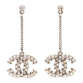Baguette Crystal CC Drop Earrings Silver