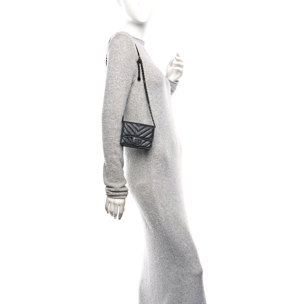Chanel Aged Calfskin Chevron Quilted Reissue Belt Bag So Black
