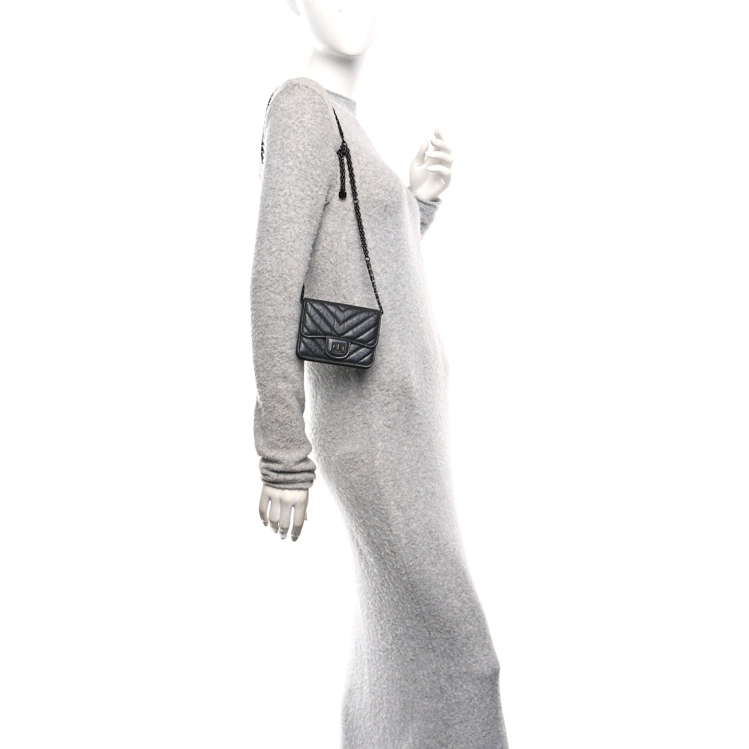 Chanel Aged Calfskin Chevron Quilted Reissue Belt Bag So Black