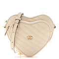 Gucci Calfskin Matelasse Diagonal Mini Interlocking G Heart Shoulder Bag Mystic White