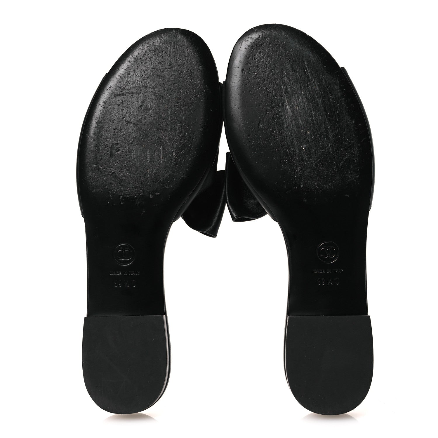 Lambskin Bow CC Mules 39.5 Black