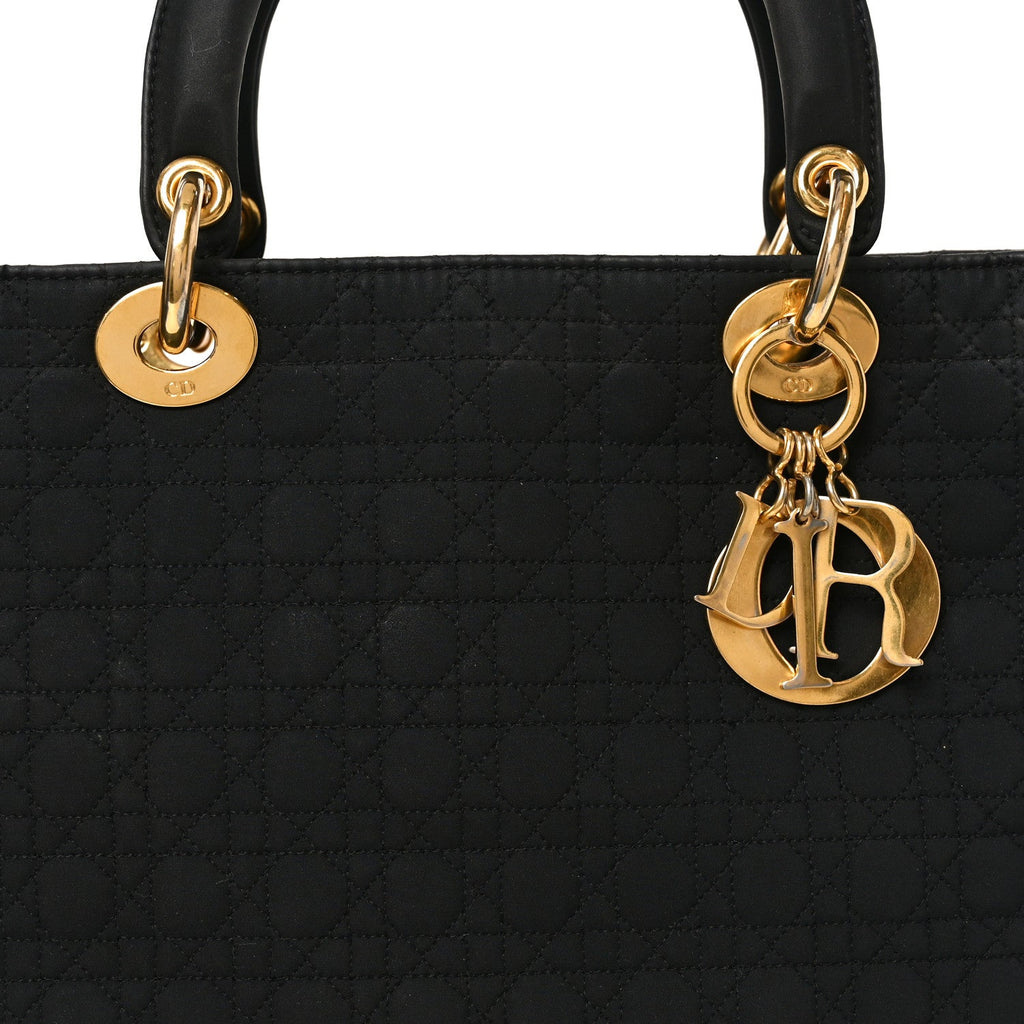 Christian Dior Nylon Cannage Large Lady Dior Black