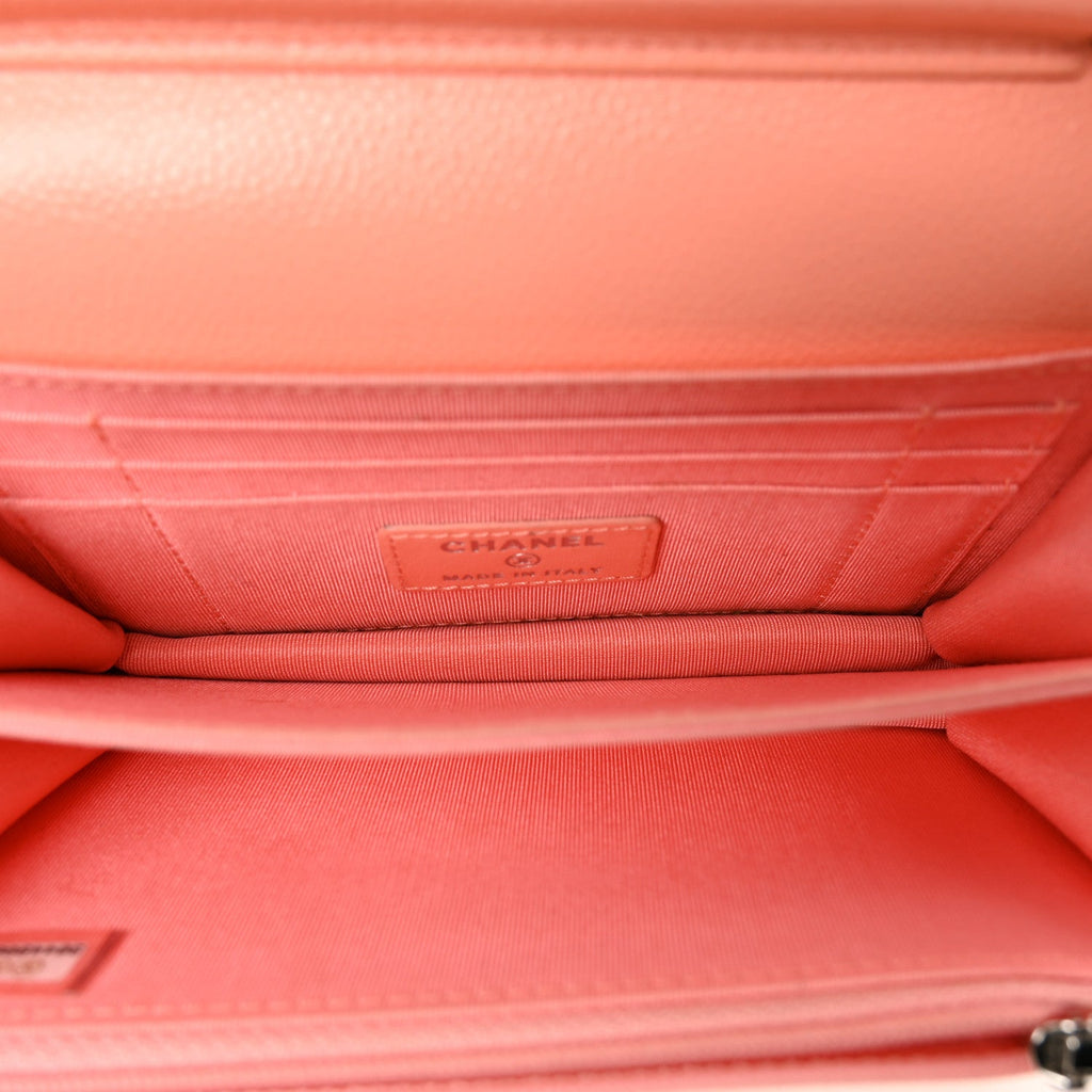 Chanel Caviar Quilted Mini Wallet On Chain WOC Coral