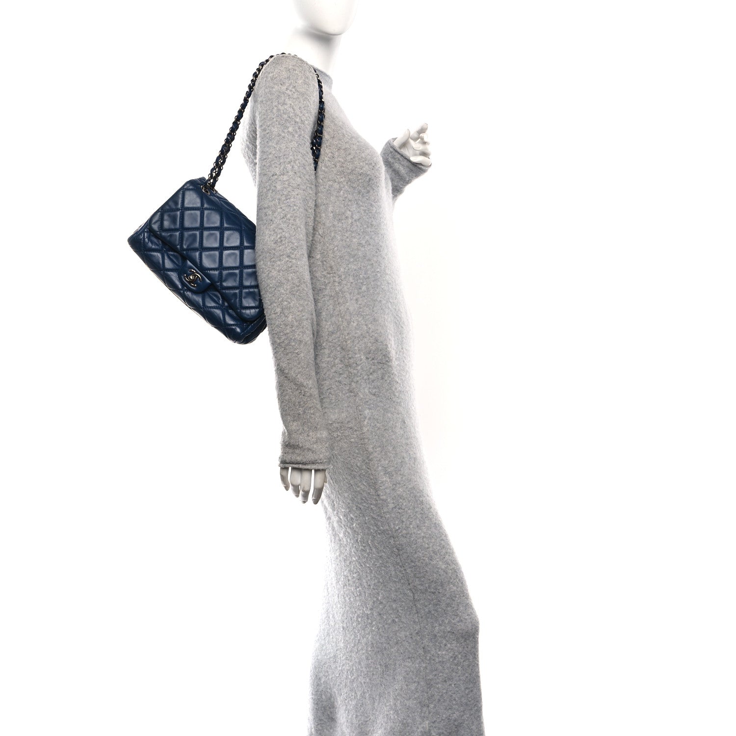 Chanel Glazed Calfskin Quilted Medium Coco Soft Flap Navy