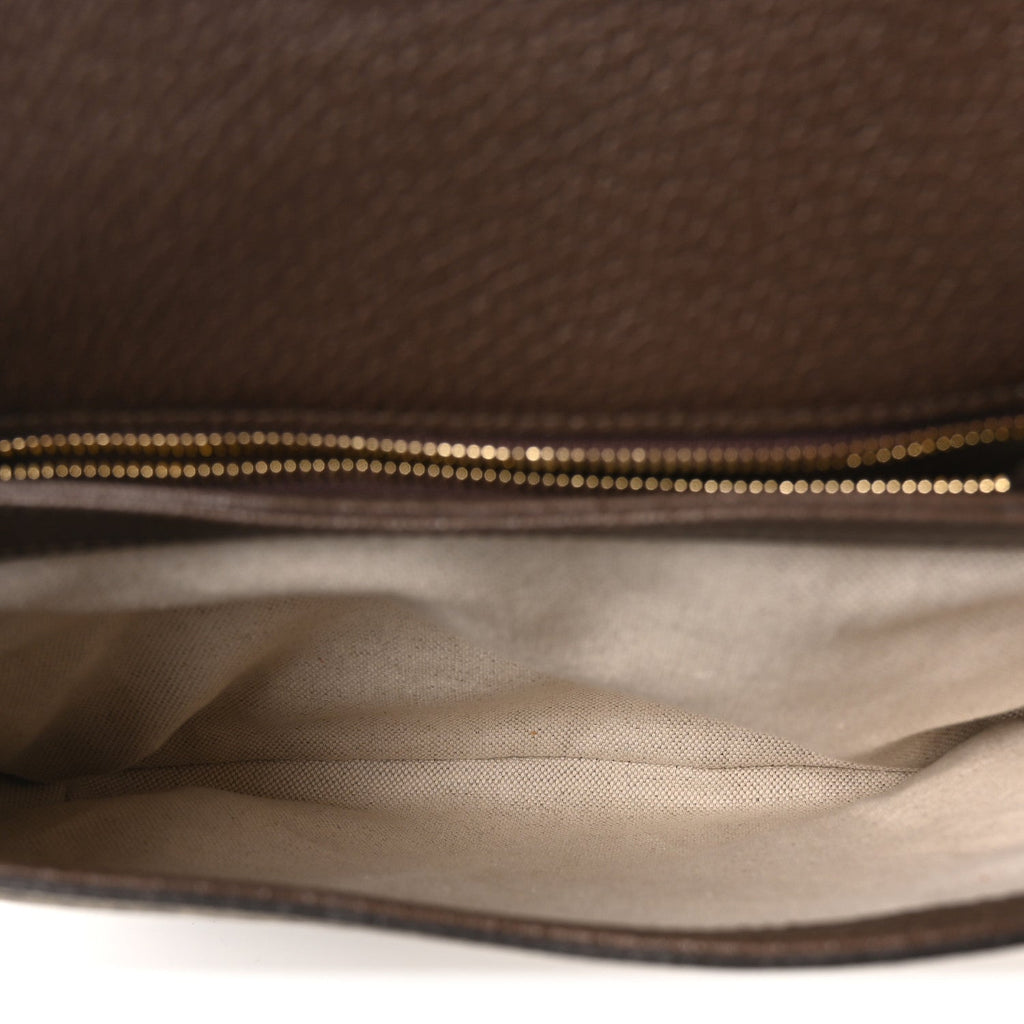 Gucci GG Supreme Monogram Textured Dollar Calfskin Web Medium Blondie Shoulder Flap Bag Beige Ebony New Acero