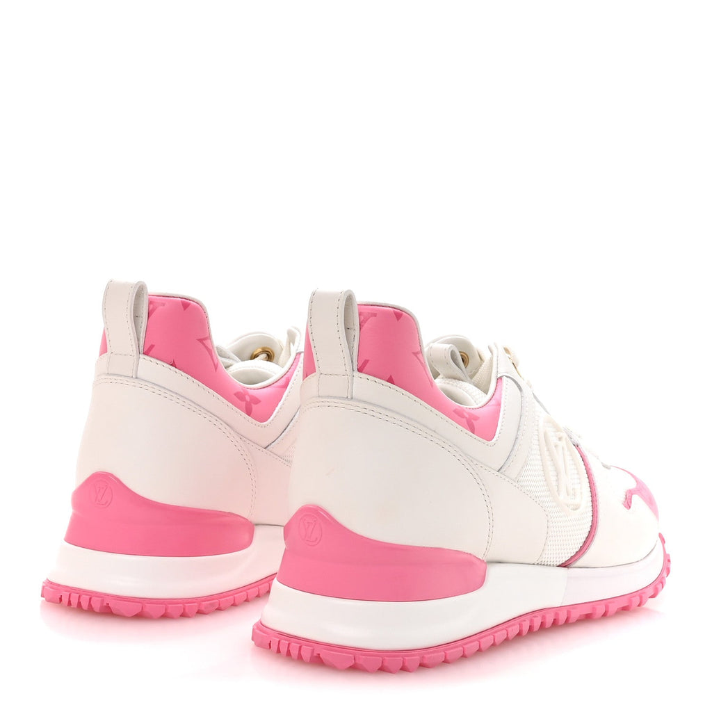 Louis Vuitton Calfskin Monogram Run Away Sneakers 37.5 White Pink