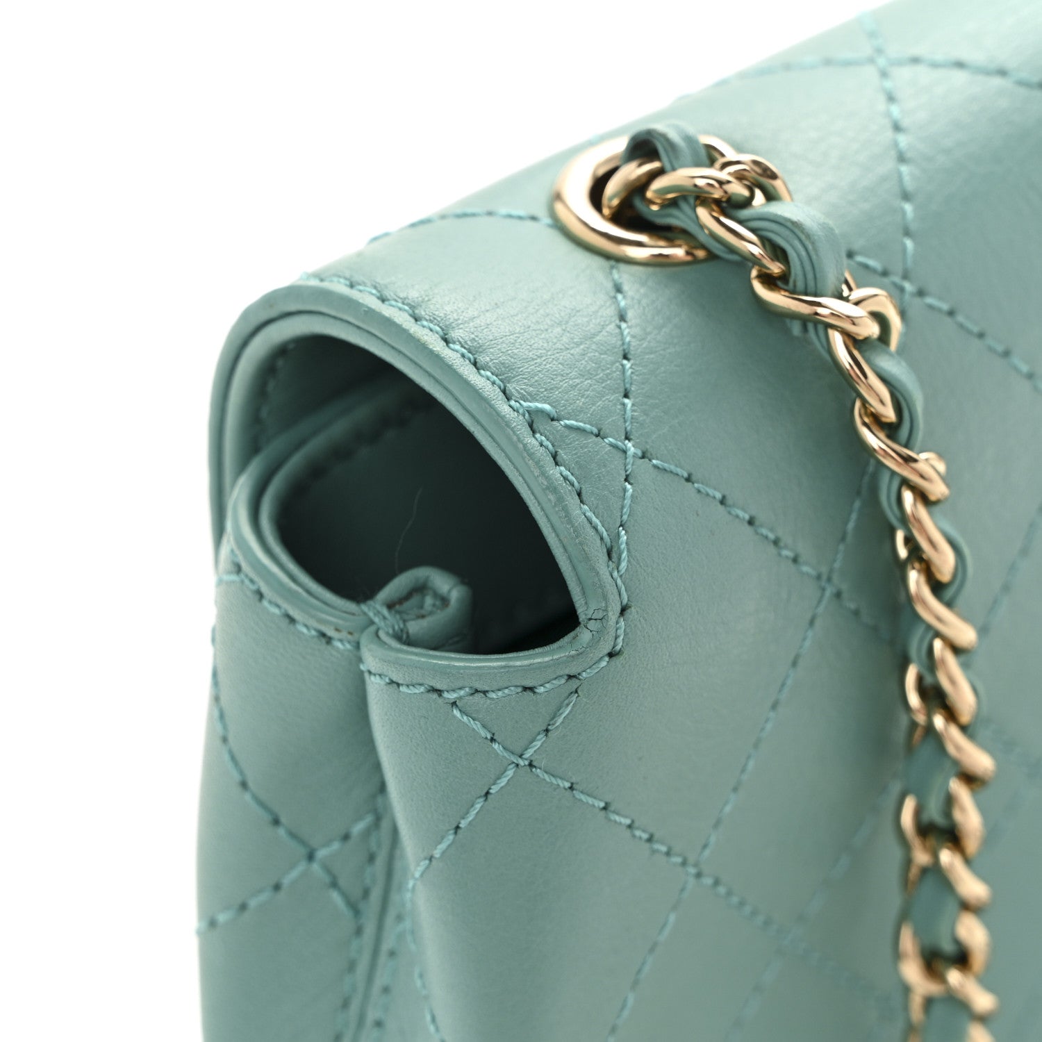 Chanel Calfskin Stitched Small Covered CC Flap Bag Green