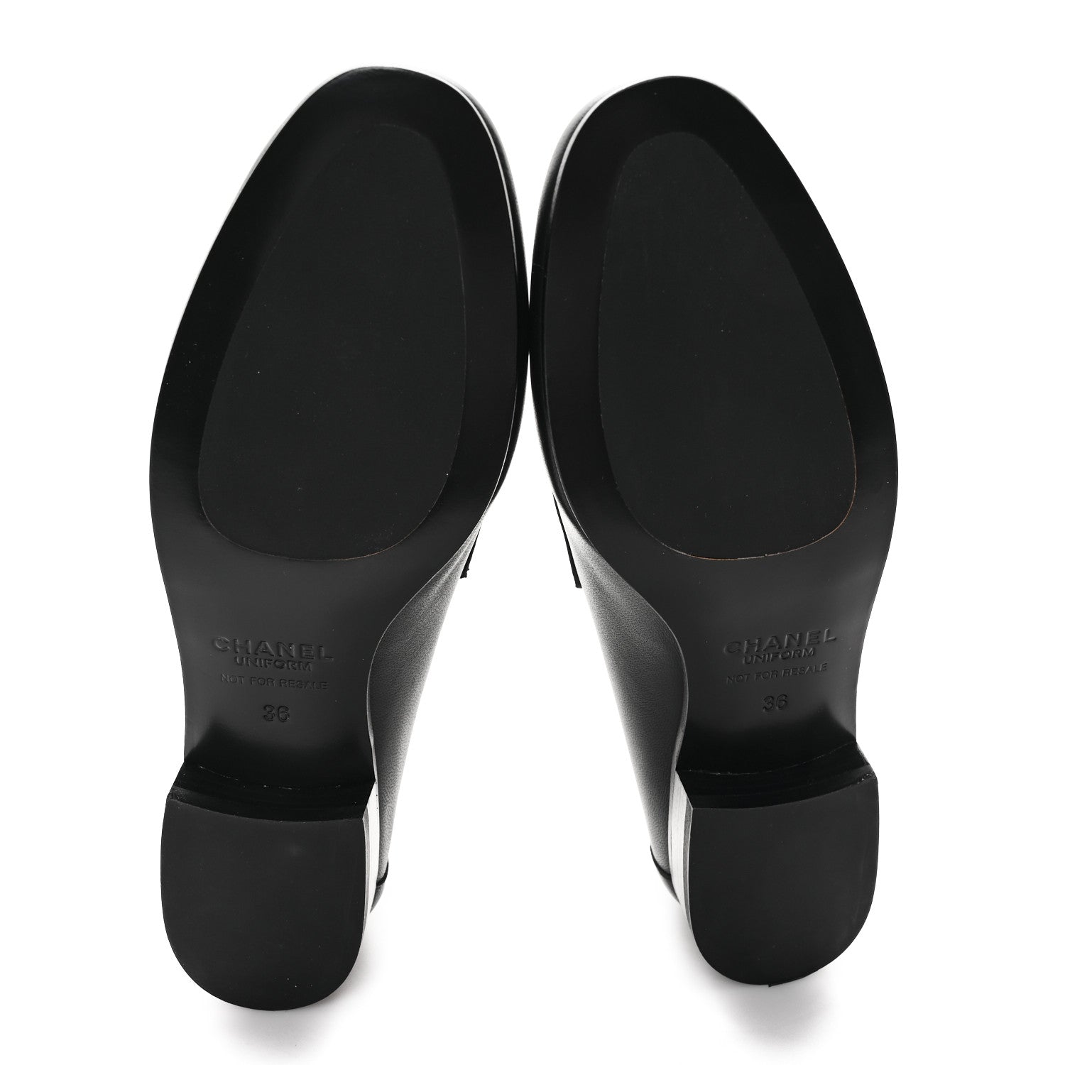 Calfskin Womens Stitched CC Loafers 36 Black