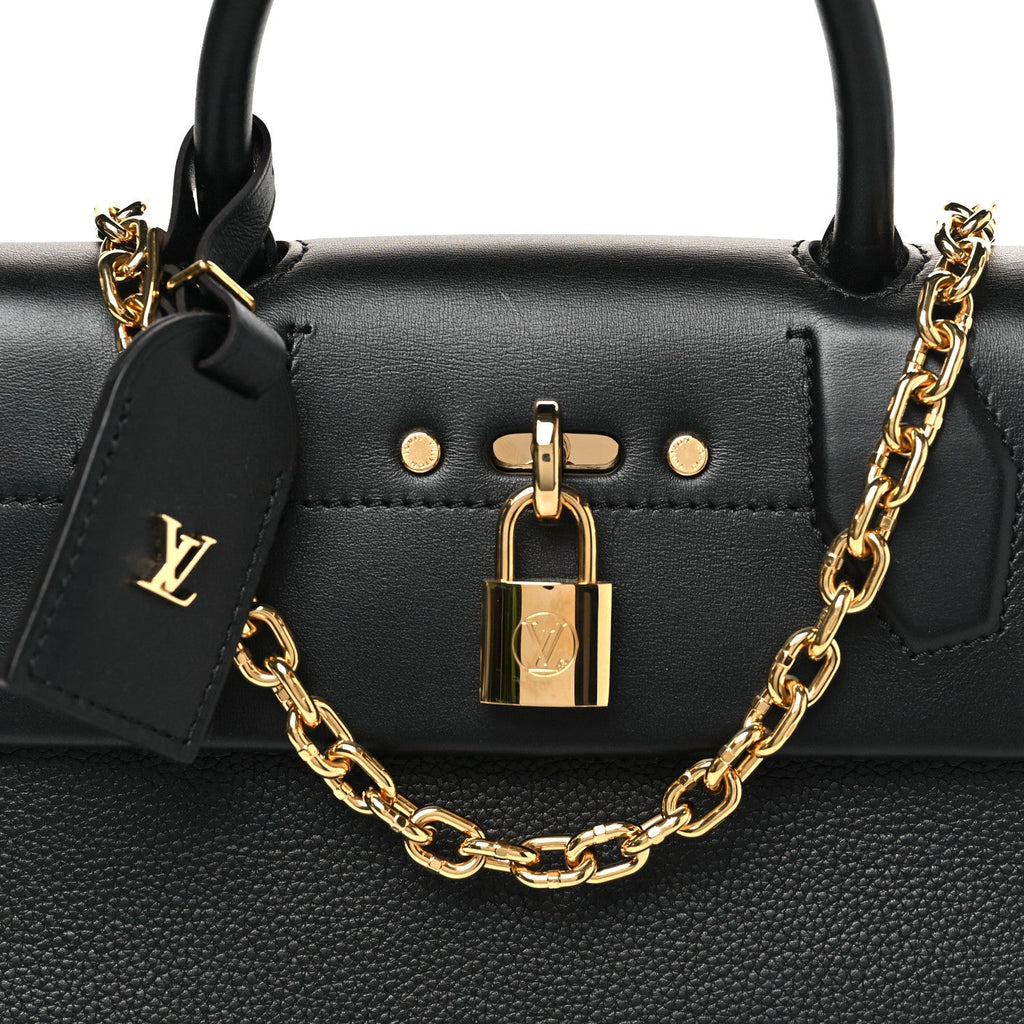 Louis Vuitton Calfskin Taurillon Studded City Steamer One Handle Bag Black