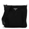 Prada Tessuto Nylon Saffiano Flat Messenger Bag Black