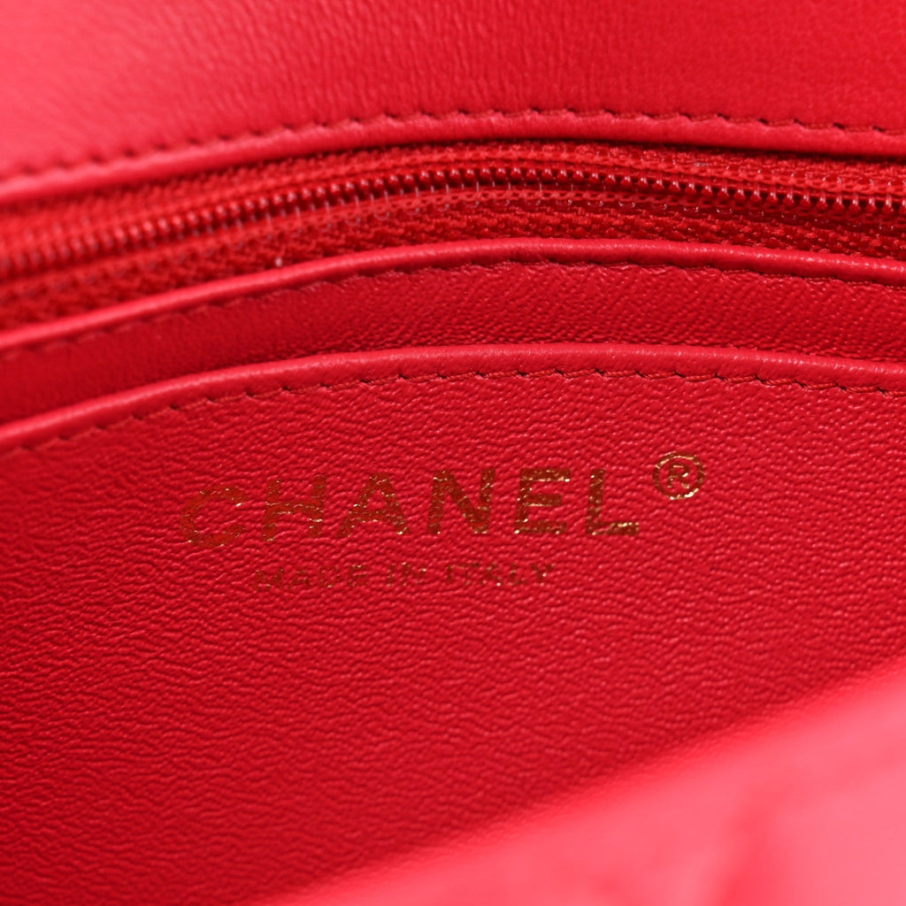 Chanel Lambskin Quilted Mini Square Flap Dark Pink