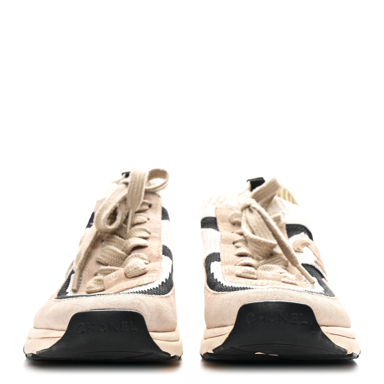 Mesh Suede Fabric Womens CC Sneakers 38.5 Light Pink White Black