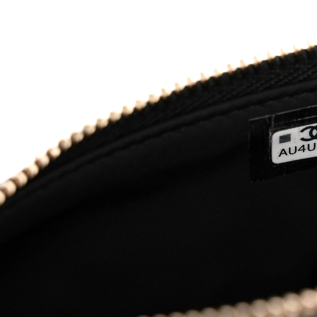 Chanel Velvet Effect Nylon Shiny Crumpled Calfskin Mini Quilted Chanel 25 Clutch With Chain Black