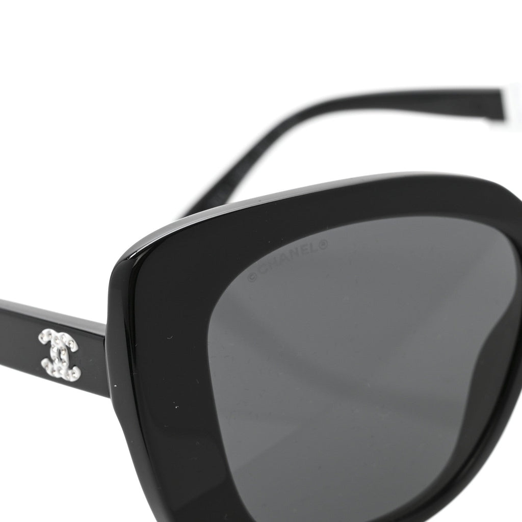 Acetate Strass Square Sunglasses 5422-B Black White