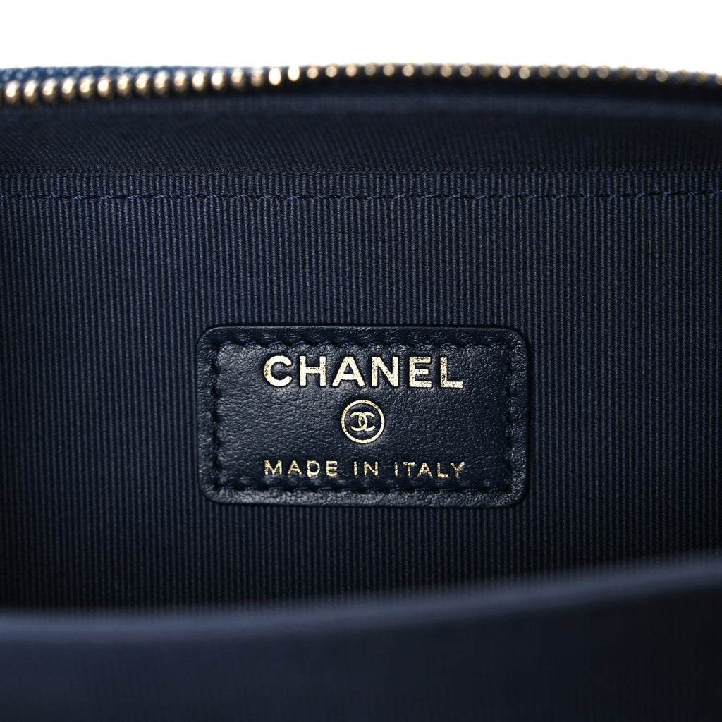 Chanel Printed Denim CC Camera Case Blue