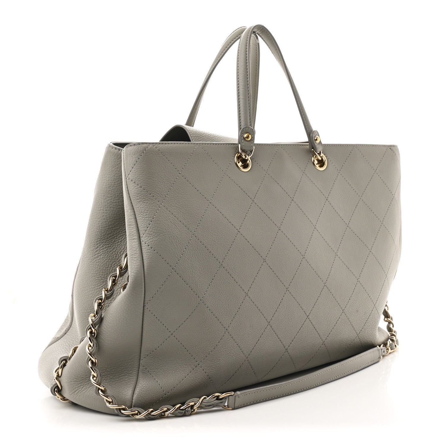 Chanel Bullskin Stitched Large Shopping Bag Grey