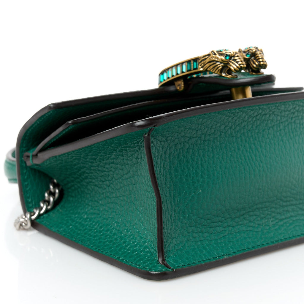 Gucci Dollar Calfskin Crystal Mini Dionysus Top Handle Bag Emerald