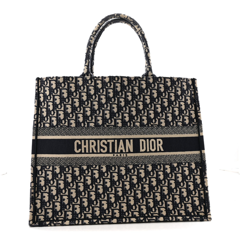 Christian Dior Oblique Large Book Tote Blue Multicolor