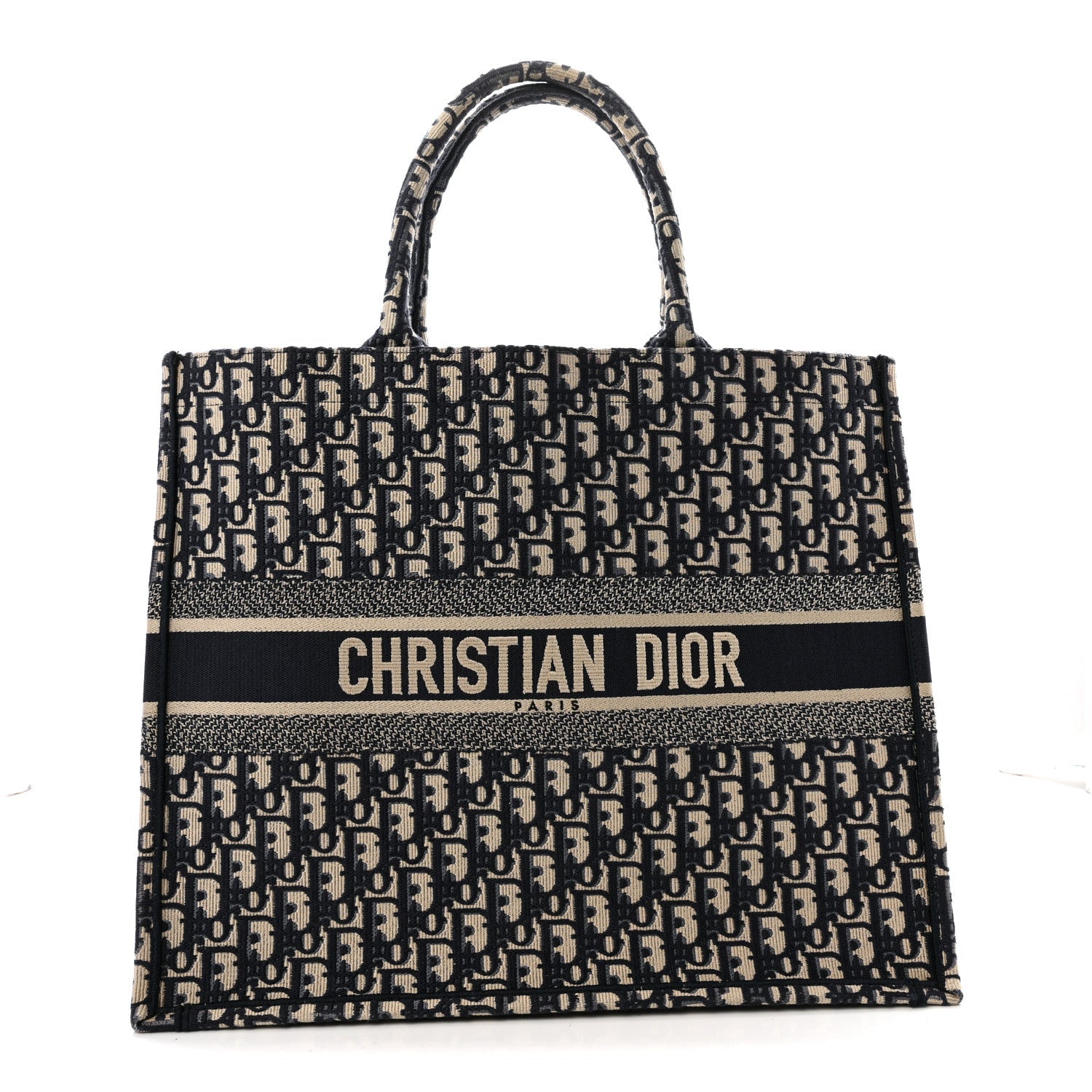 Christian Dior Oblique Large Book Tote Blue Multicolor