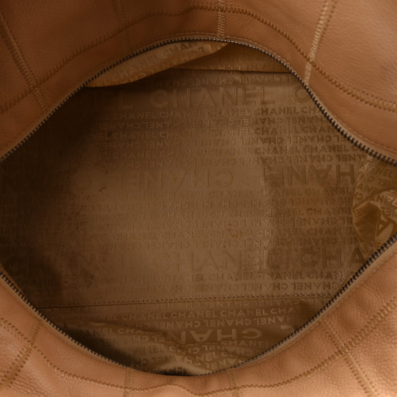 Chanel Caviar Square Stitched Bowler Beige