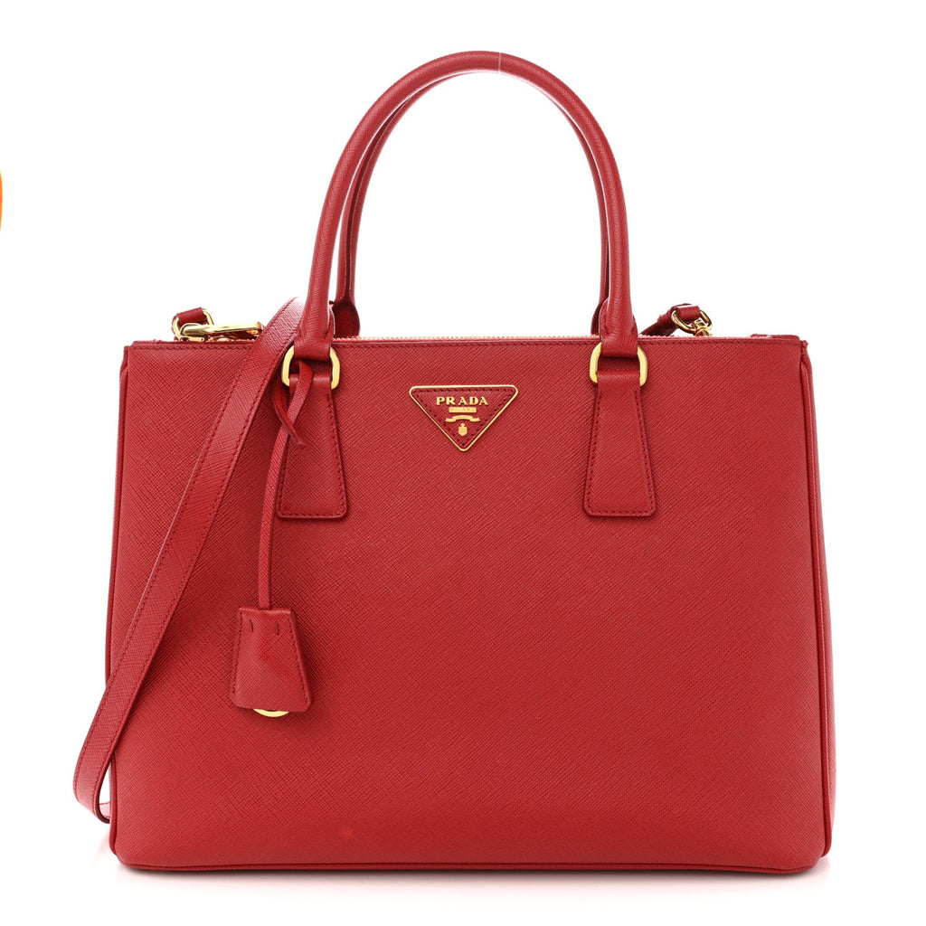 Prada Saffiano Lux Large Galleria Double Zip Tote Fuoco