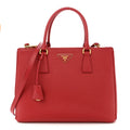 Prada Saffiano Lux Large Galleria Double Zip Tote Fuoco