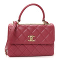 Chanel Lambskin Quilted Small Trendy CC Flap Dual Handle Bag Dark Pink